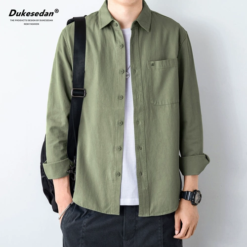 Зеленая летняя рубашка, хлопковый трендовый осенний кардиган для отдыха