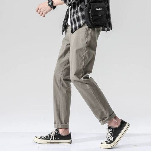 Осенние повседневные брюки, трендовые мужские штаны, свободный прямой крой