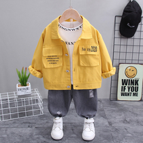 Boys spring suit Yanji 2021 new handsome boy spring and autumn clothes baby babys horse three - piece set
