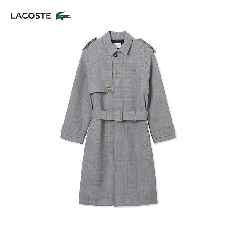 Lacoste French Crocodile Men's Fashion Trendy Plaid Asymmetrical Mid-Length Windbreaker Jacket | Bh9063