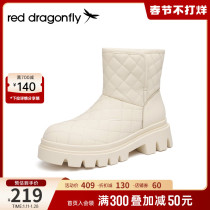 Red Dragonfly womens cotton boots 2022 winter new snow boots fur one boots cotton shoes WTC42415Y