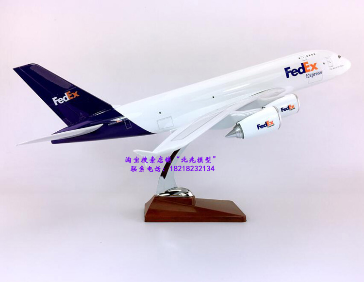 Đặc biệt 45cm Nhựa AirbusA380 FedEx FedEx Mô phỏng Máy bay vận tải tĩnh Mô hình mô hình xe ô tô