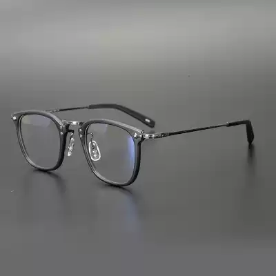 Light luxury blue tortoise color handmade plate in gold pure titanium box literature and art fan youth myopia glasses frame men and women