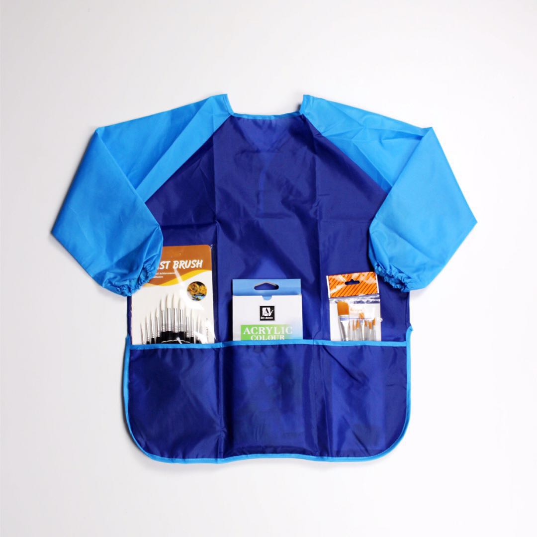 Children's 3-5-year-old painting with hood Apron Apron Fine Arts Training Painting Workwear Inserts waterproof and anti-fouling with sleeves
