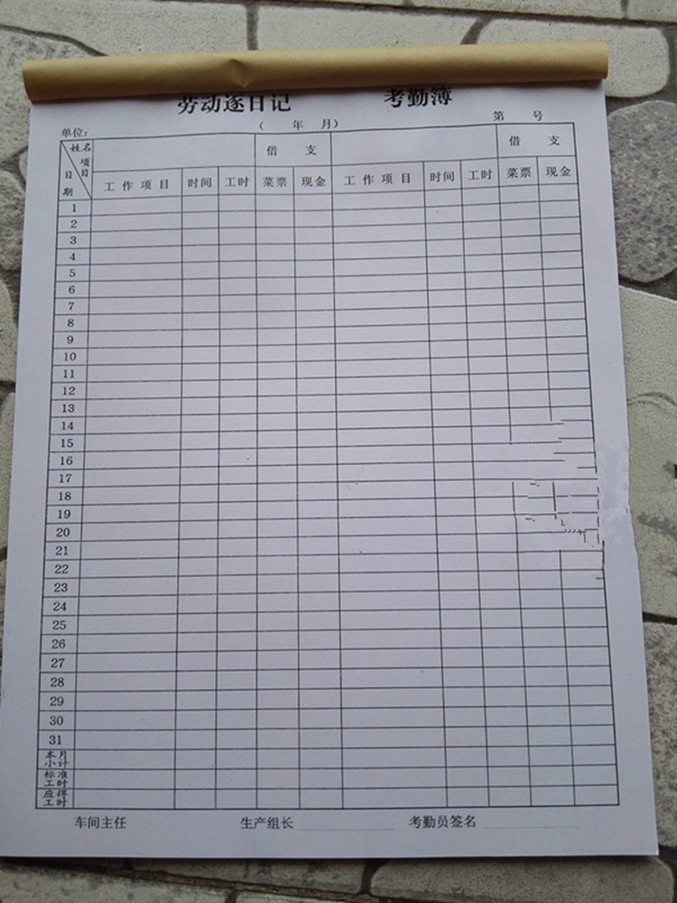 16K record of work attendance check books Attendance Sheet Thickening Table Labor Attendance Register Sheets 10 Ben