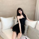 Celebrity temperament small dress light luxury slim tube top dress female summer spring small irregular mesh small black dress