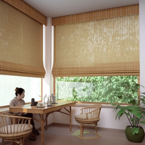 Chinese style bamboo curtains sunshade curtains blackout sun protection roller blinds bamboo door curtains without punching balcony partition curtains painted to block the wind