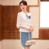 Летний приталенный комплект, пиджак классического кроя, платье, комбинезон