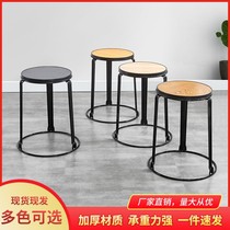 Steel Bar Iron Frame Solid Wood Round Plate Bench Noodle Dining Night Market Stall Table Bench Composition Home Tea Table Stool Changing Shoes stools