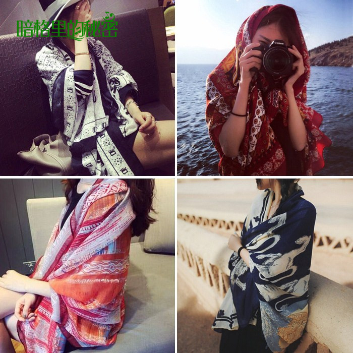 Silk scarf shawl female summer 100 lap scarves women ethnic scarves multifunction oversized seaside sunscreen for beach towels
