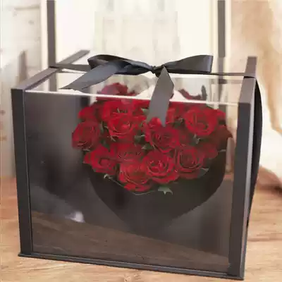 Transparent fruit gift box Teacher's Day flower box Square rose bouquet box acrylic flowers empty box packing box