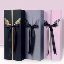 Rose box Blazing angel rectangular gift box Flower box Satin face open surprise box Black bouquet flower box