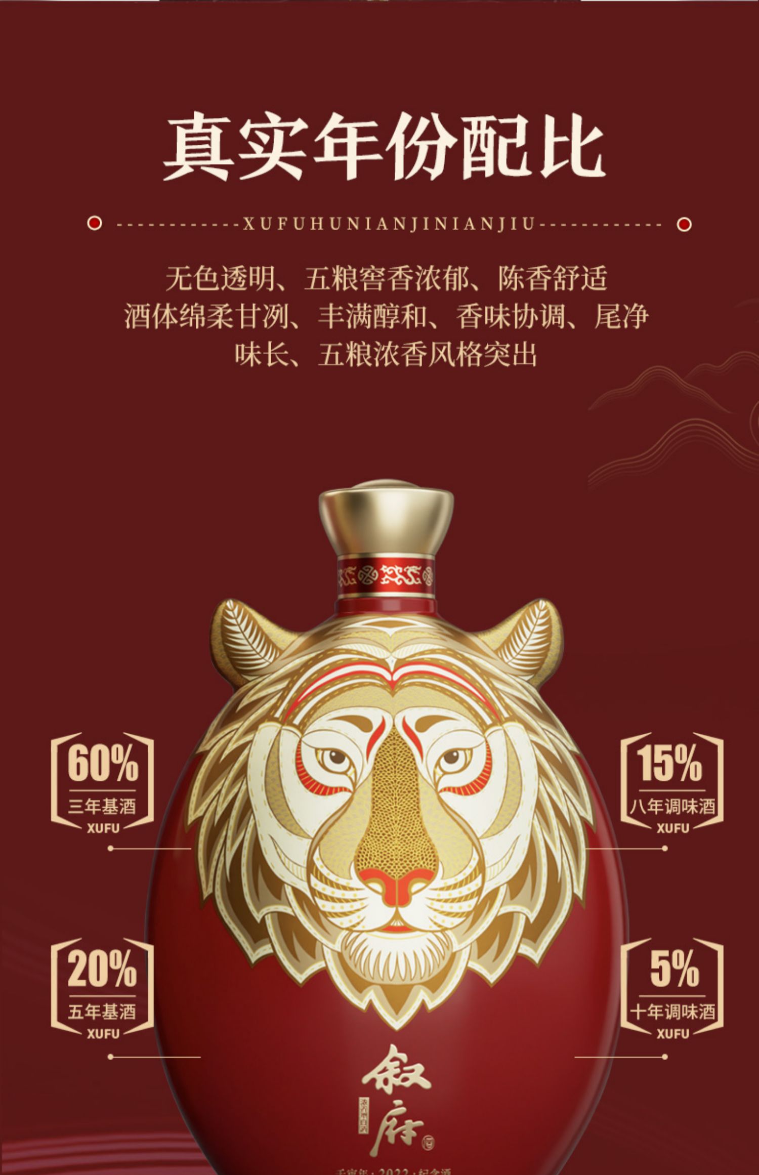 叙府叙虎虎年纪念粮食白酒1.25L