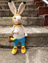 Mango Family Diy Pure Hand Crochet Woven Lifting Basket With Small Rabbit Hair Wool Doll Doll Finished Product With Spot