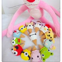 Mango Family Diy Pure Hand Crochet Hook Crochet Cute Little Animal Sweet Drum Pendant Wool doll finished product with spot