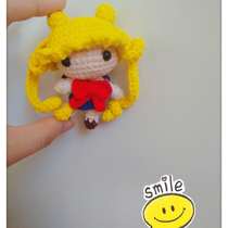 Mango Family Diy Pure Hand Crochet Hook Knit Water Ice Moon Beauty Less Female Warrior Pendant Hair Wire Doll Finished Spot