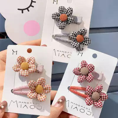Korean children hair accessories Cute Princess Plaid flower headwear hairclip girl hairclip hipster bbclip hairclip