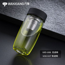 Vientiane Monolayer Glass Cup Mens Thickened Tea Cup with strainer Home Business office Free lettering big belly water glass