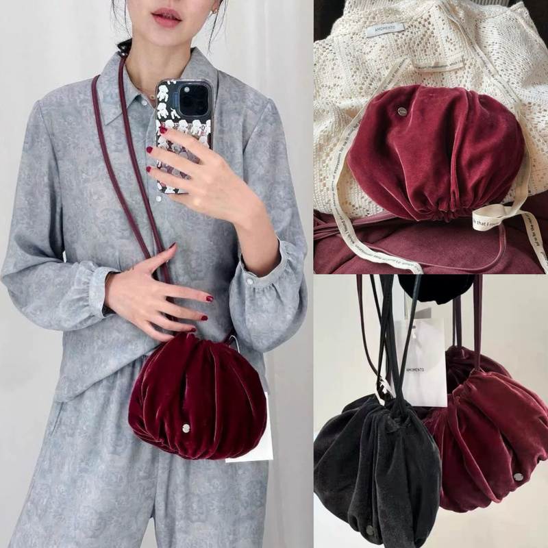 Korean Genuine Amomento 25 New Product Onnuk Same Style Velvet Shell Cloud Small Bag Single Shoulder Crossbody Bag