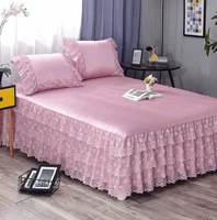 Mùa hè lụa băng mat ren giường bedspread váy ba mảnh vỏ bảo vệ 1.8m 1,5 m 2,0 chống trượt - Váy Petti váy giường khách sạn