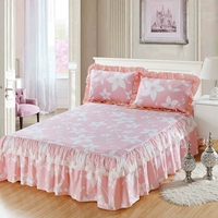 Bộ đồ giường bằng vải bông trải giường đơn 1 bộ ba mảnh 5 bông 2 m 1,8m trượt 8 bộ giường bằng vải sen lá ren váy giường khách sạn