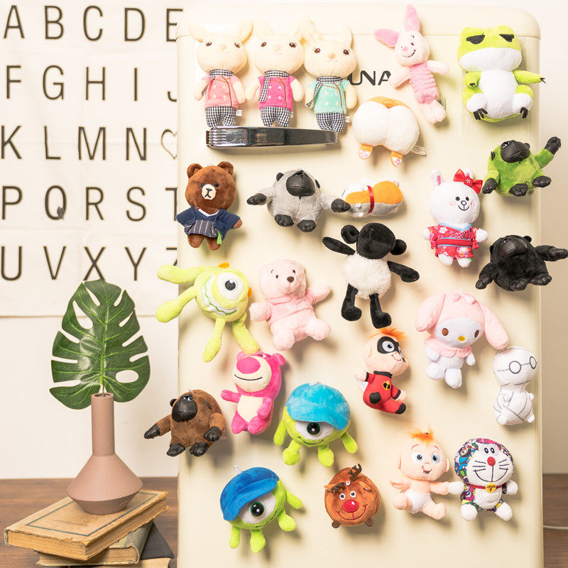 Creative Cartoon Cartoon Plush Toy Fridge with cute magnetic sticker doll pendant Home Decorative Whiteboard Sticker