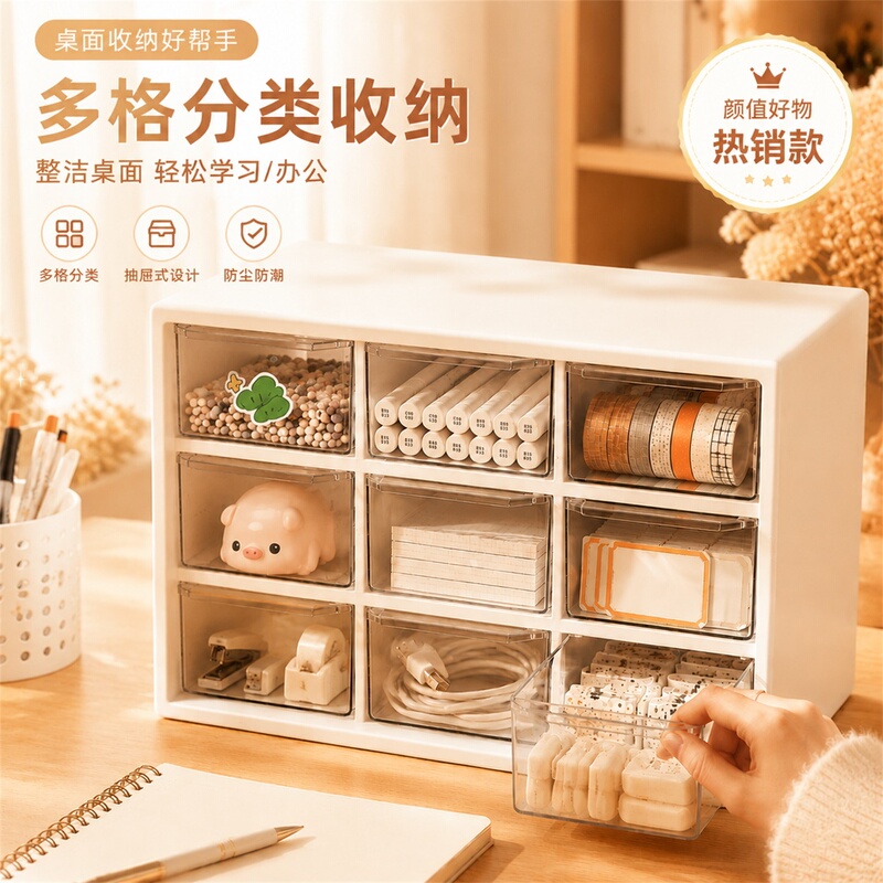 Milky White Nine-Compartment Storage Box ins Mini Storage Box Desktop Memo Transparent Box Small Card Nail Art Organizer Box Milky White Nine-Compartment Storage Box ins Mini Storage Box Desktop Memo Transparent Box Small Card Nail Art Organizer Box