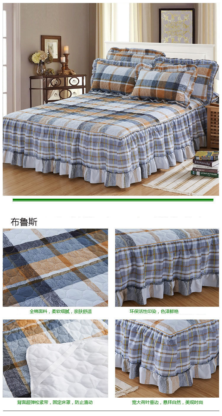 Khăn trải giường bằng vải bông đơn chiếc váy bông cộng với ga trải giường cotton dày 1,5m1,8 mét váy giường đẹp	