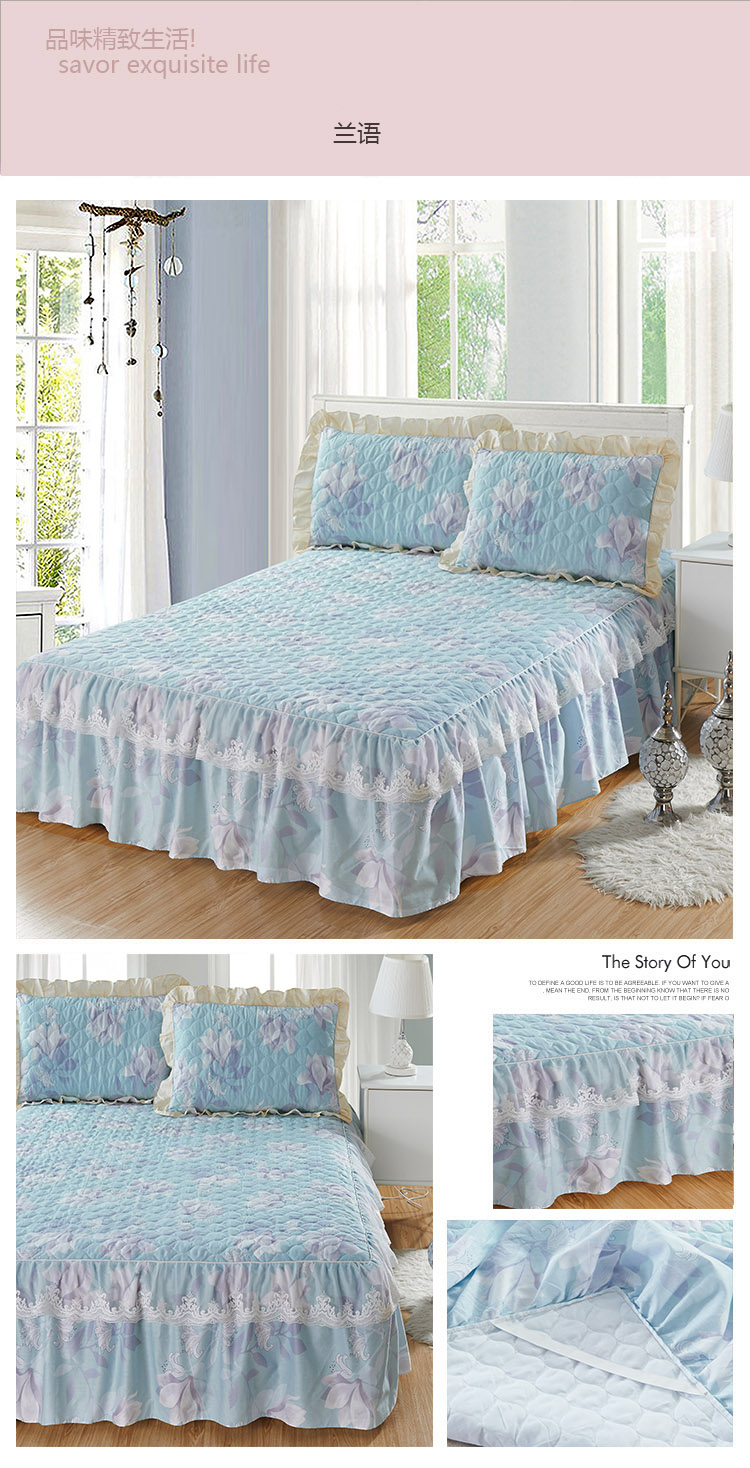Khăn trải giường bằng vải bông trải giường đơn mảnh cotton cộng với ga trải giường bằng vải trải giường dày 1,5m1,8 m 2.0 phiên bản tiếng Hàn của ga trải giường ga giường có viền