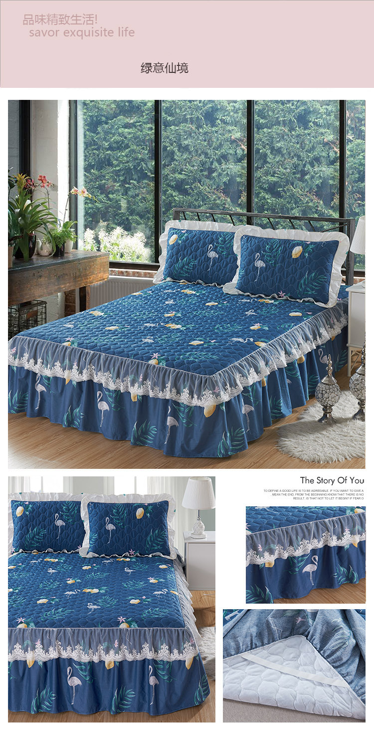 Khăn trải giường bằng vải bông trải giường đơn mảnh cotton cộng với ga trải giường bằng vải trải giường dày 1,5m1,8 m 2.0 phiên bản tiếng Hàn của ga trải giường ga giường có viền