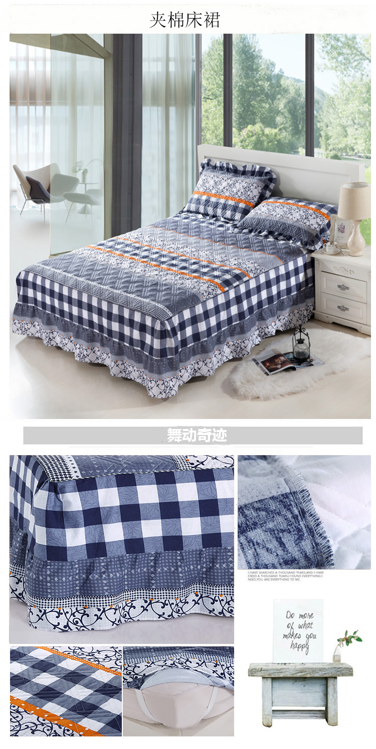 Hàn Quốc dày váy cotton bông giường khăn trải giường trong một mảnh trải giường bảo vệ bụi bông trượt 1.5m1.8 m - Váy Petti ga giường viền họa tiết