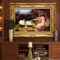 European living room sofa background wall wall painting figure goose Tianhu animal landscape oil painting aisle corridor decorative painting