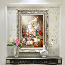 Porch decorative painting mural living room European style hanging painting flower still life restaurant corridor vertical version atmospheric high-end oil painting