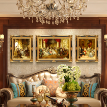 European-style living room oil painting triple combination figure hanging painting palace wall mural painting Jane European decorative painting porch hanging painting atmosphere