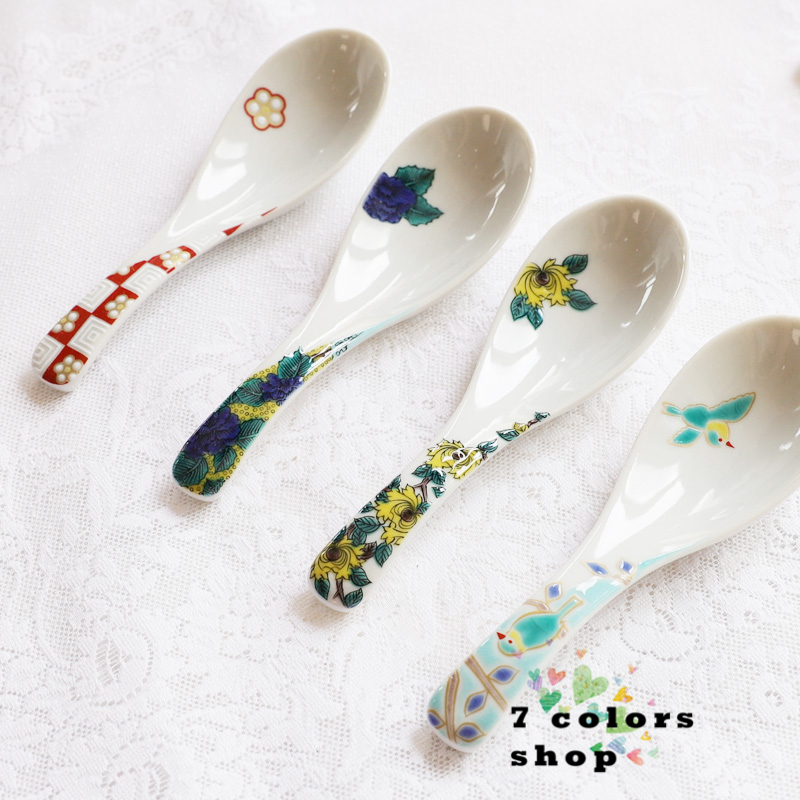 Spot Japan imported Kutani roast bird cherry blossom ceramic spoon rice spoon spoon spoon 20 colors