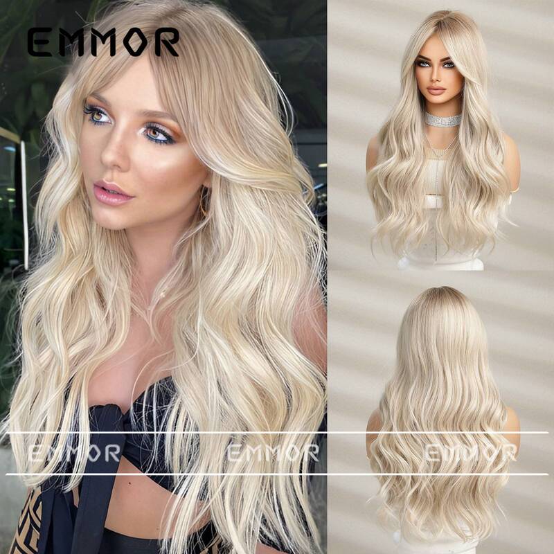 1688 Yiwu Blue Shore Wig Co., Ltd. Gradient Platinum Wig for Women Long Hair Summer Girl Group Hair Color Curly