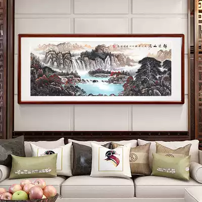 Jinxiu Mountain River Landscape Feng Shui Chinese Painting New Chinese Office Living Room with Frame Famous Original Pure Hand-painted Rong Baolin