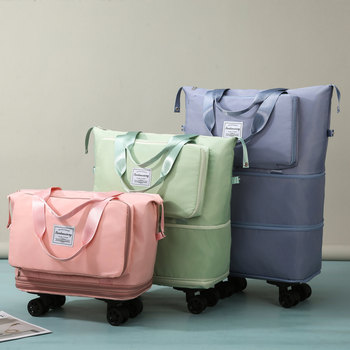 Foldable Short-Distance Universal Wheel Travel Bag, Extra-Large Capacity Storage Bag, Luggage Bag, Lightweight Maternity Fitness Bag for Women
