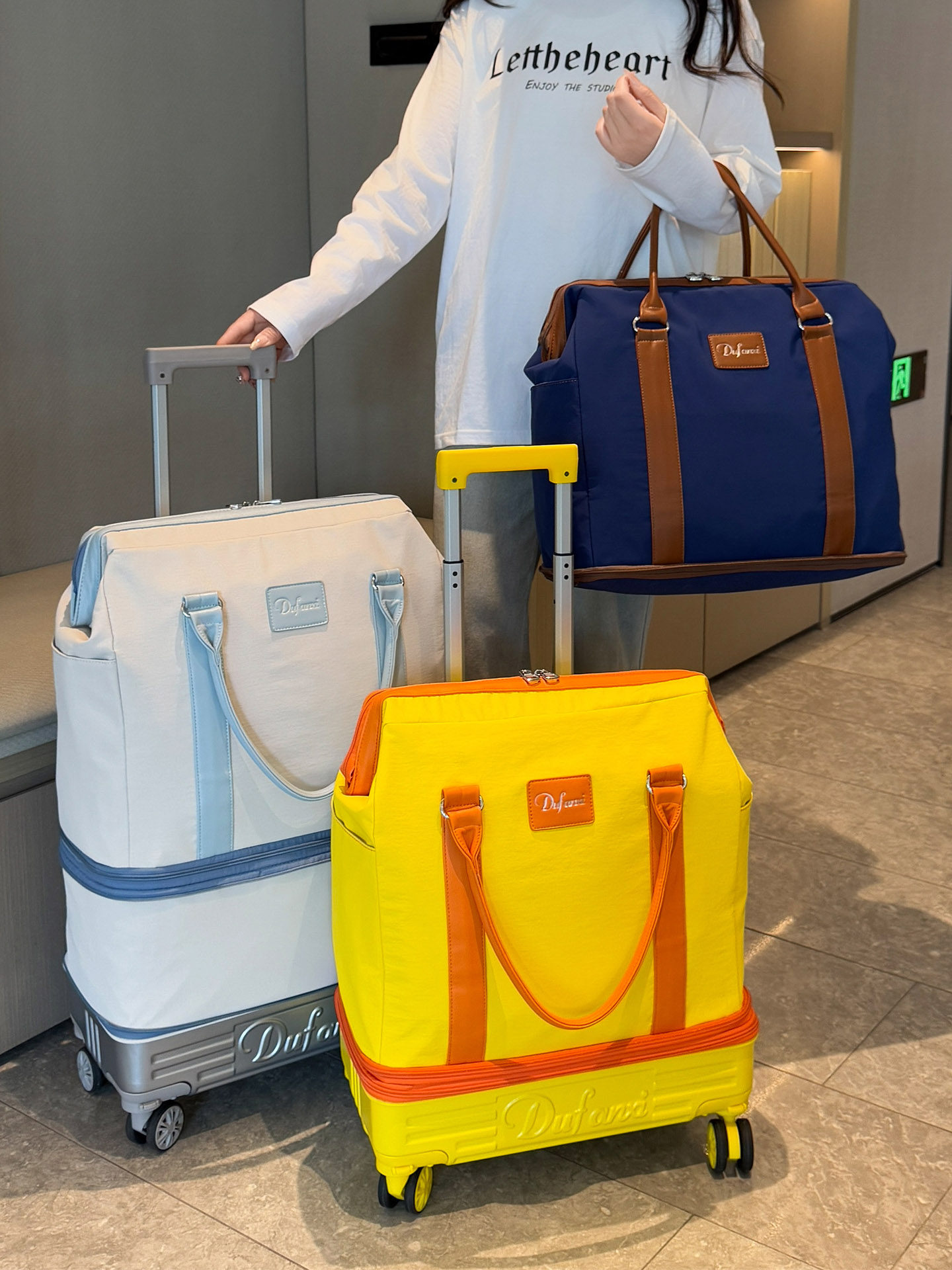 Universal Wheel Trolley Travel Bag, Short-Distance Travel Bag, Women's Large-Capacity Lightweight Luggage Bag, Multi-Purpose Maternity Storage Bag