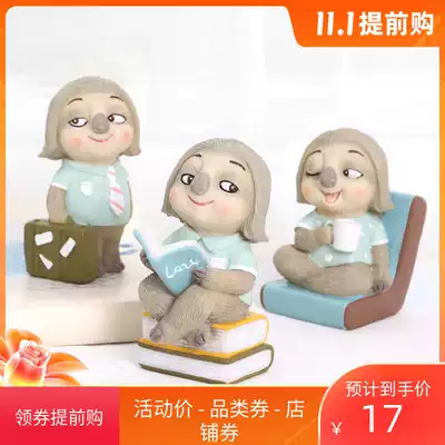 Cartoon sloth small ornaments creative home decorations living room wine cabinet garden micro landscape decoration small gifts