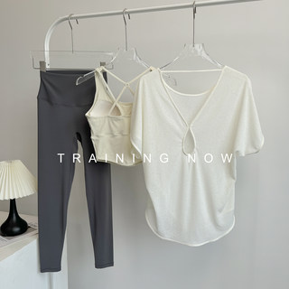 Yoga clothing suit women's summer loose running short-sleeved blouse