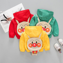 2021 Chunqiu Childrens new jacket Male baby Even hat jacket Long sleeves Coat Girl Cartoon Bread Superman Windsuit