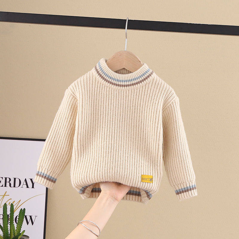 2021 - Fall - winter children's boy sweater sanitary clothes knitting Yang to a round collar for children and girls to hit the underwear