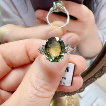 18k gold set natural sapphire women's ring genuine free shipping