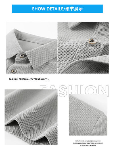 Waffle Short-Sleeve Polo Shirt for Men, Summer 2023 New Breathable Trendy Brand T-Shirt, Youth Ice Silk Collared T-Shirt