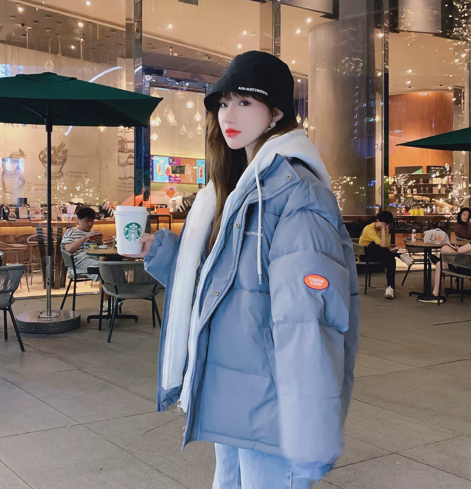 Короткий пуховик женский, oversize корейский стиль, демисезонный стёганый