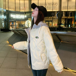 Korean rhombus short down cotton coat women's autumn and winter coat quilted thin cotton jacket 2023 new trend