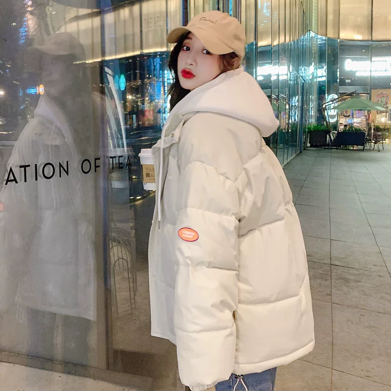Короткий пуховик женский, oversize корейский стиль, демисезонный стёганый