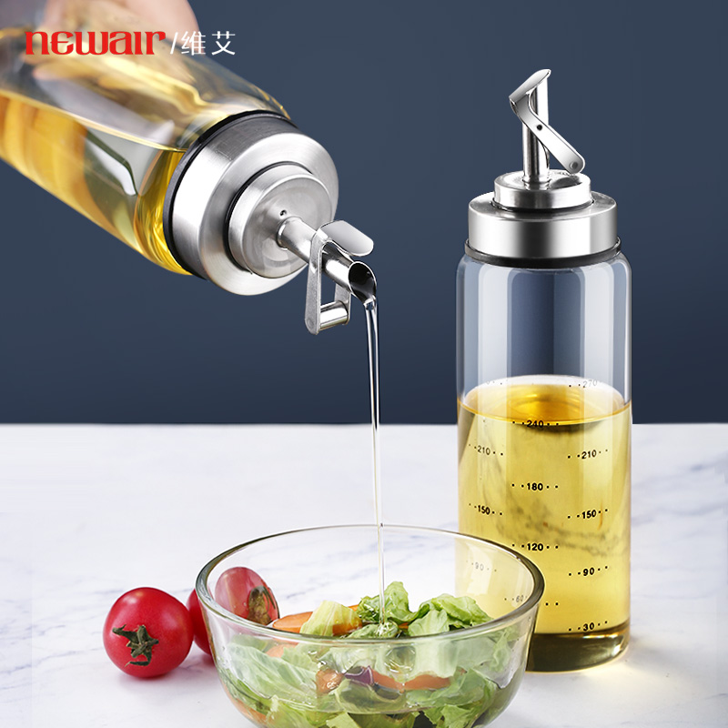 Glass oil pot automatic opening and closing leak proof kitchen home oil bottle oil jar sesame oil soy sauce vinegar pot seasoning bottle oil bottle