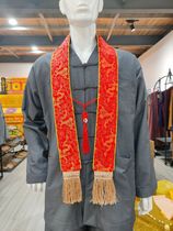 Blank gift belt solemn VIP dragon pattern brocade wordless wishing belt ribbon silk satin batch meeting can be customized in size